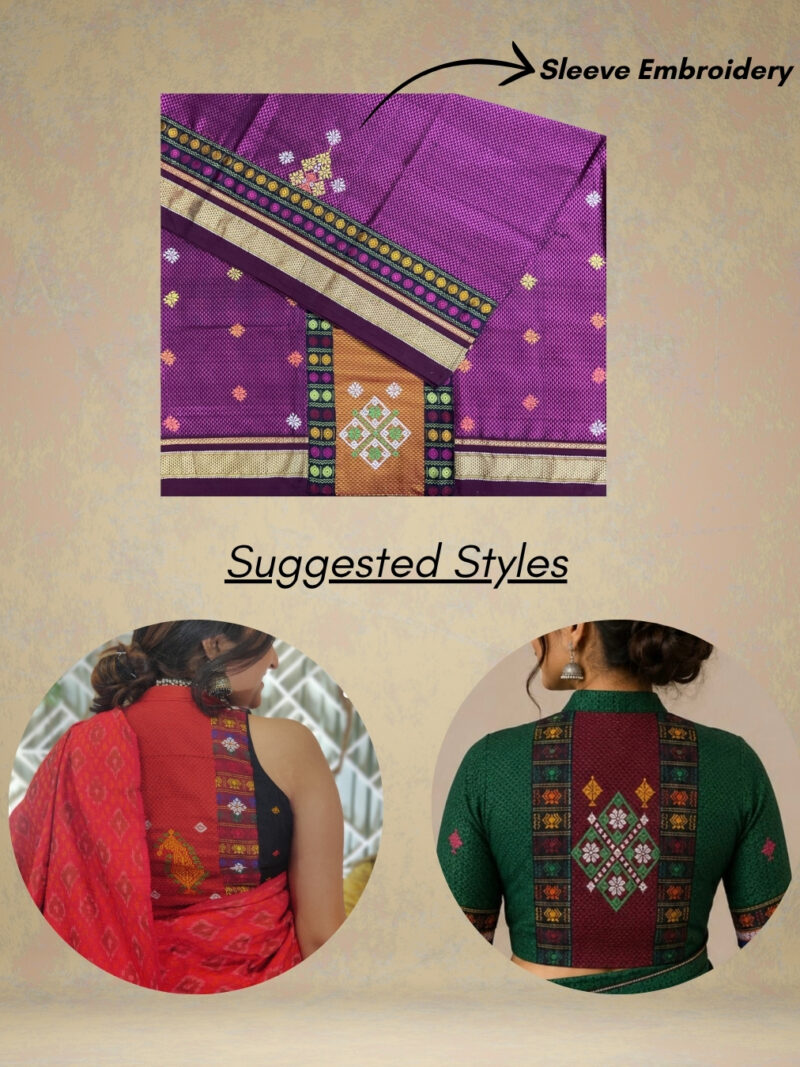 Pink Negi Kasuti Khunn Blouse Piece