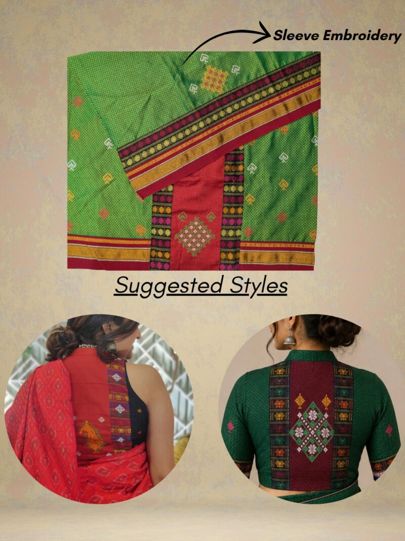 Green Negi Kasuti Blouse Piece