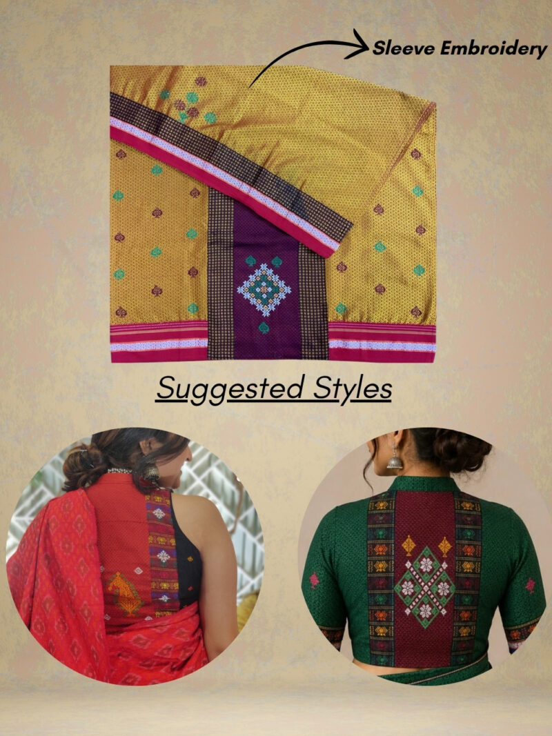 Yellow Negi Kasuti Khunn Blouse Piece