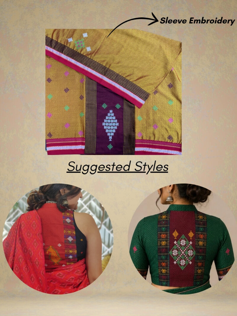 Yellow Negi Kasuti Khunn Blouse Piece