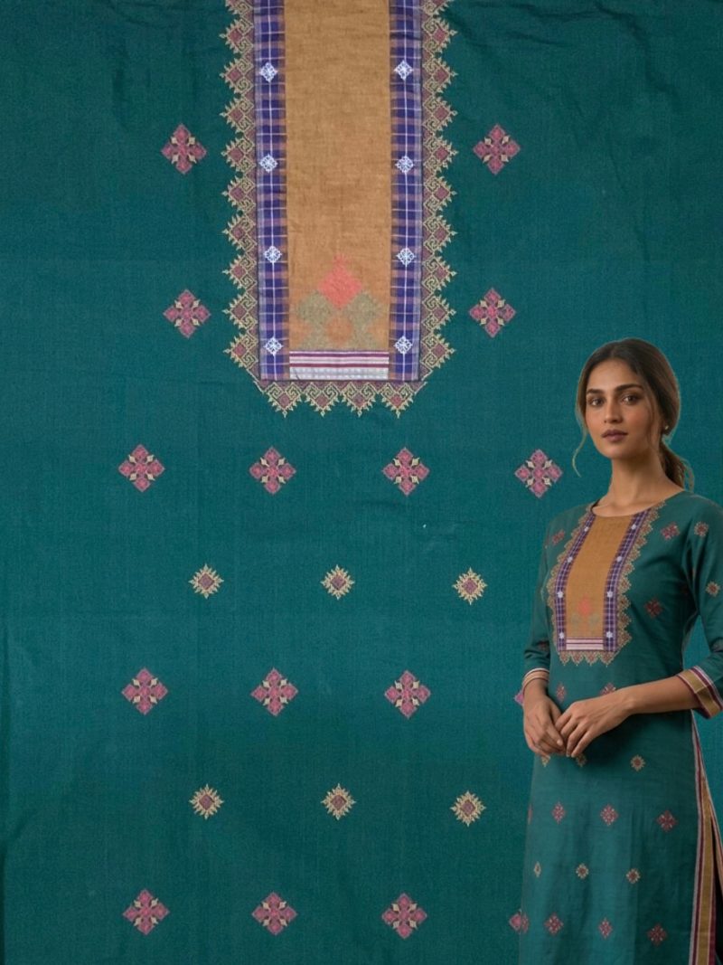 Green Cotton Kurta Piece