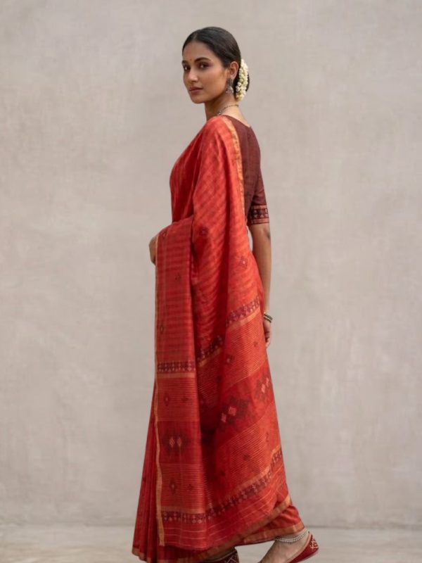 red silk saree