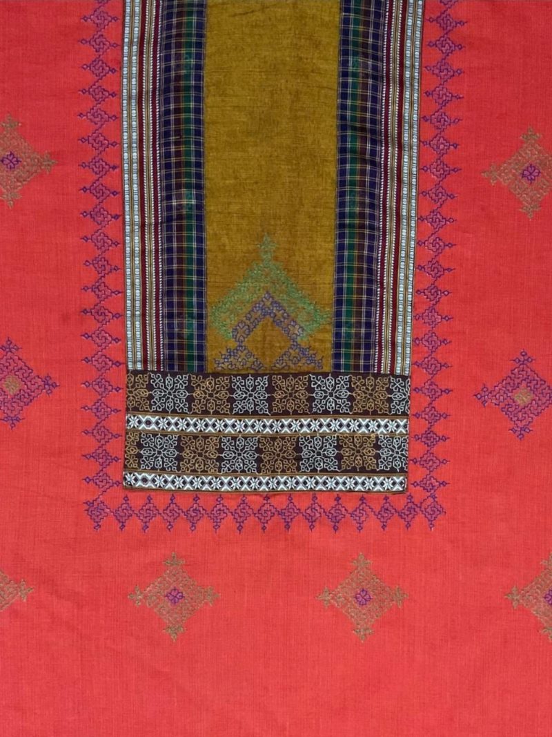 Red Cotton Kasuti Kurta Piece