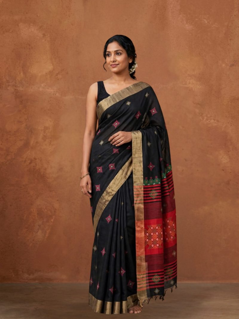 Black Silk Kasuti Saree